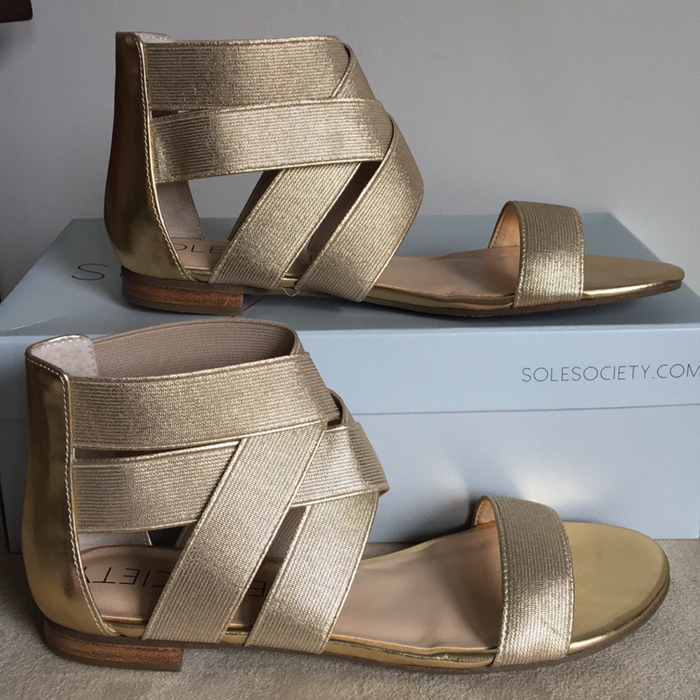 Some Society Gold Metallic Sandals - Size 6